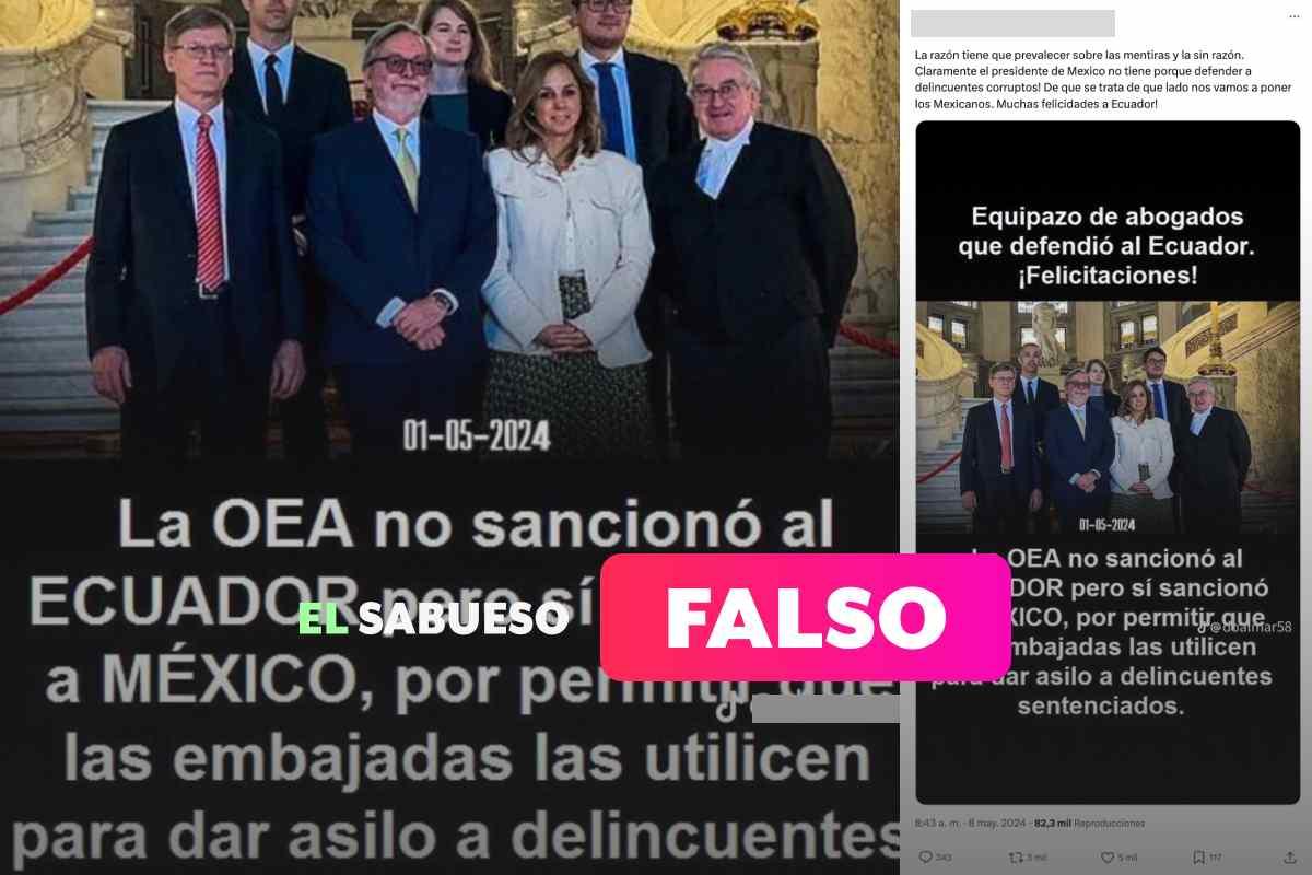 La OEA no sancionó a México, foto que circula es de abogados que defendieron a Ecuador ante la CIJ