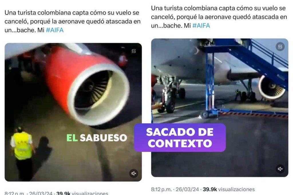 Video de avión que cayó en un bache no es en el AIFA sino en un aeropuerto de Colombia
