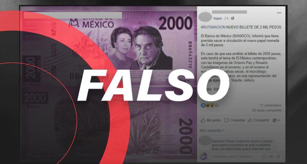 ¿Un billete de 2 mil con la imagen de Octavio Paz? Falso, Banxico desconoce ese boceto