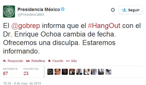 Presidencia cancela <i>hangout</i> sobre Reforma Energética