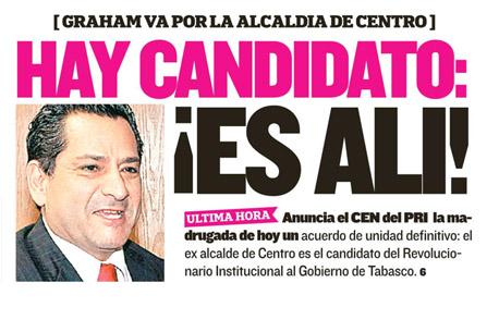 Jesús Alí de la Torre, candidato del PRI en Tabasco