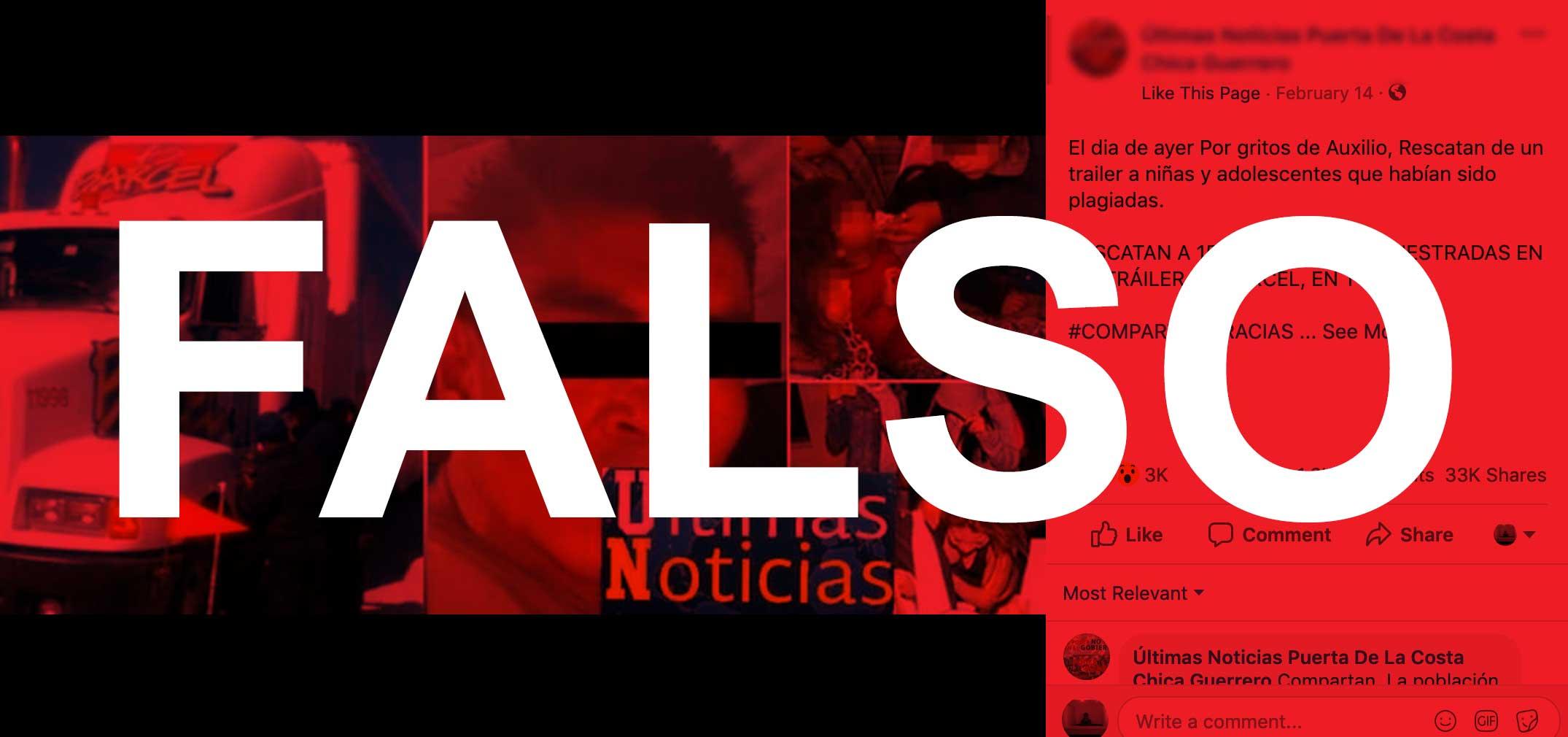 Es falso que 15 niñas fueron rescatadas de un camión de Barcel