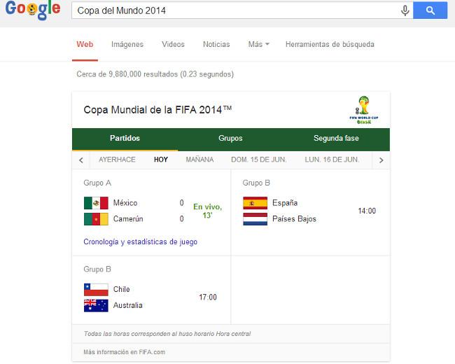 ¿Quieres saber el horario de un partido? Google te lo dice