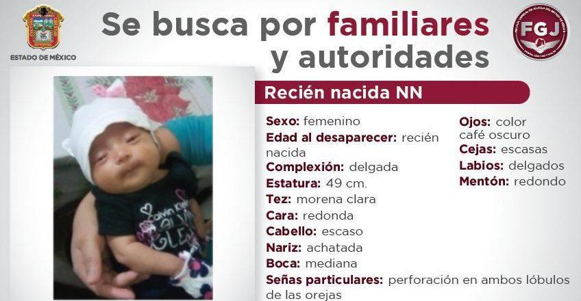 Encuentran a la recién nacida que habían robado en el Registro Civil de Naucalpan