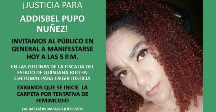 Addisbel fue brutalmente golpeada en QRoo, aunque su agresor fue detenido un juez lo dejó libre