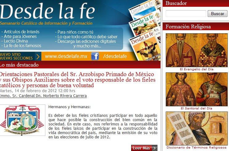 Emite iglesia guía para el voto católico