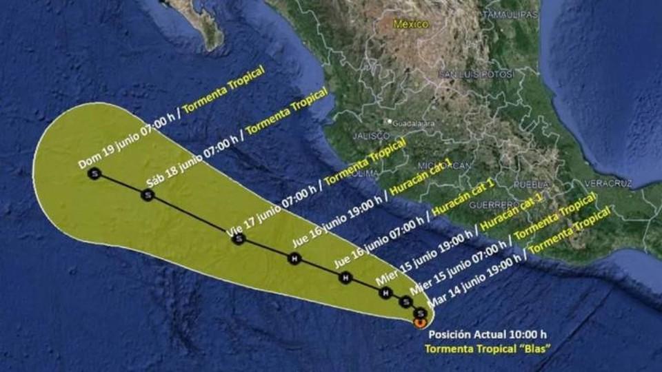 Se forma tormenta tropical ‘Blas’ en costas del Pacífico mexicano