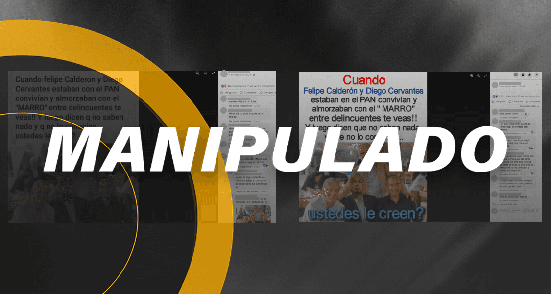 Felipe Calderón y Diego Fernández no fueron fotografiados con el Marro,  la imagen está manipulada