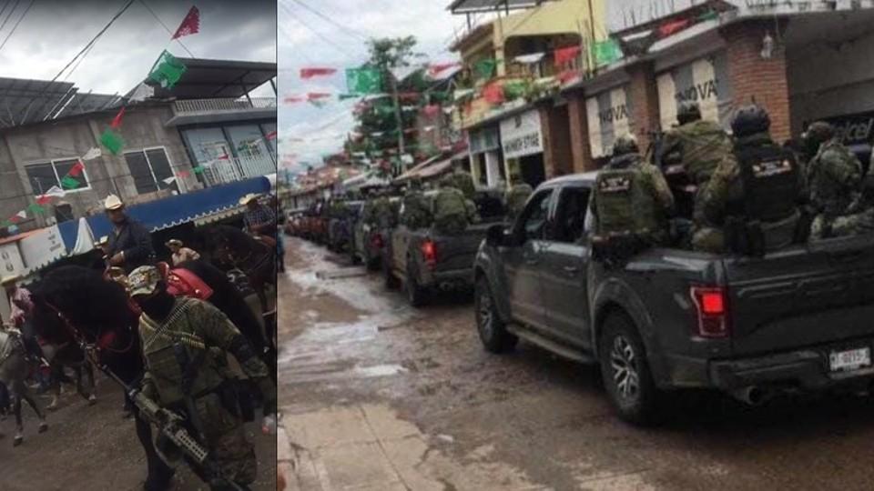 Hombres armados desfilan en Zirándaro; son del CJNG, dice Seguridad de Guerrero