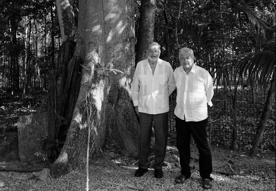 AMLO y Carlos Slim evalúan avances de la construcción del Tren Maya