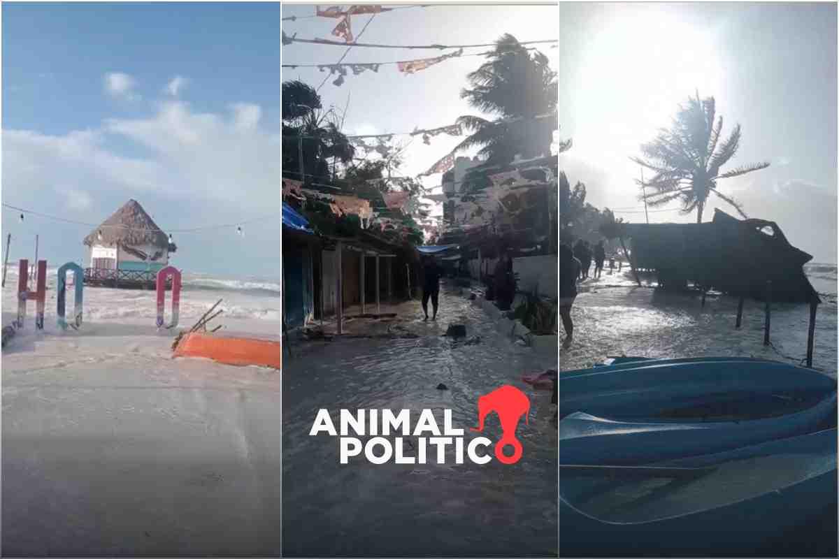 Frente frío provoca inundaciones en Holbox; hay fallas en electricidad y pérdida de negocios