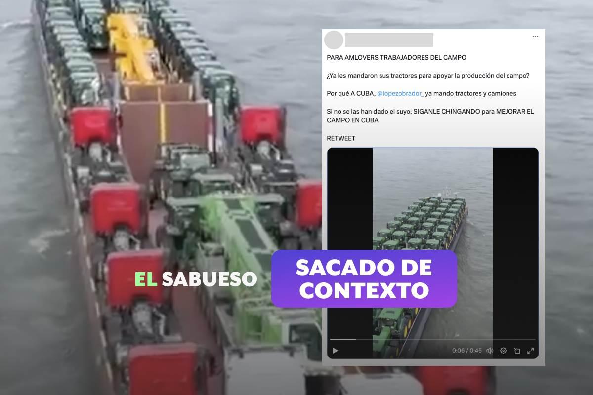 Video muestra barco carguero en Europa, no envío de  tractores donados por México a Cuba