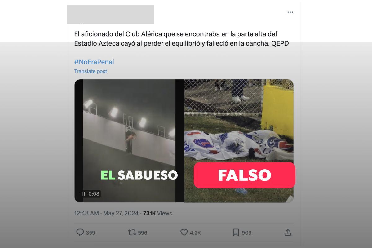 Es falso que muriera el aficionado que subió al techo del estadio en final América vs Cruz Azul