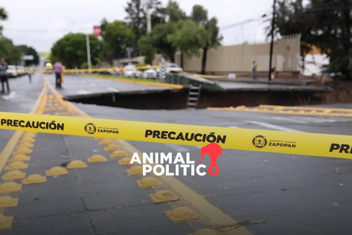 Se abre enorme socavón en Zapopan, Jalisco, debido a las lluvias; habrá ajustes viales