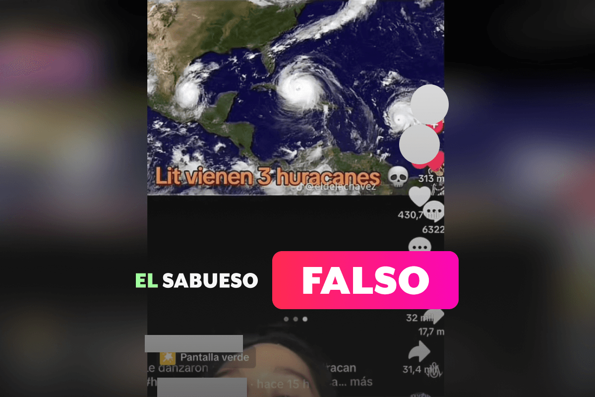 Falso que se aproximen tres huracanes a México; la imagen es de 2017
