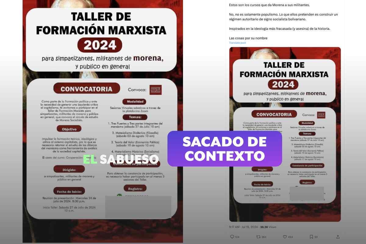 Talleres marxistas no son de Morena, los organizan sus simpatizantes 