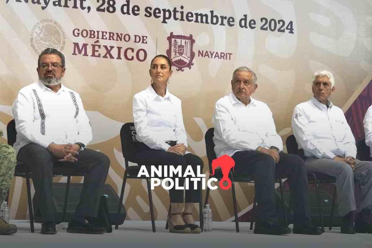 Protestan contra reforma judicial en evento de AMLO en Nayarit; "que no los manipulen", responde