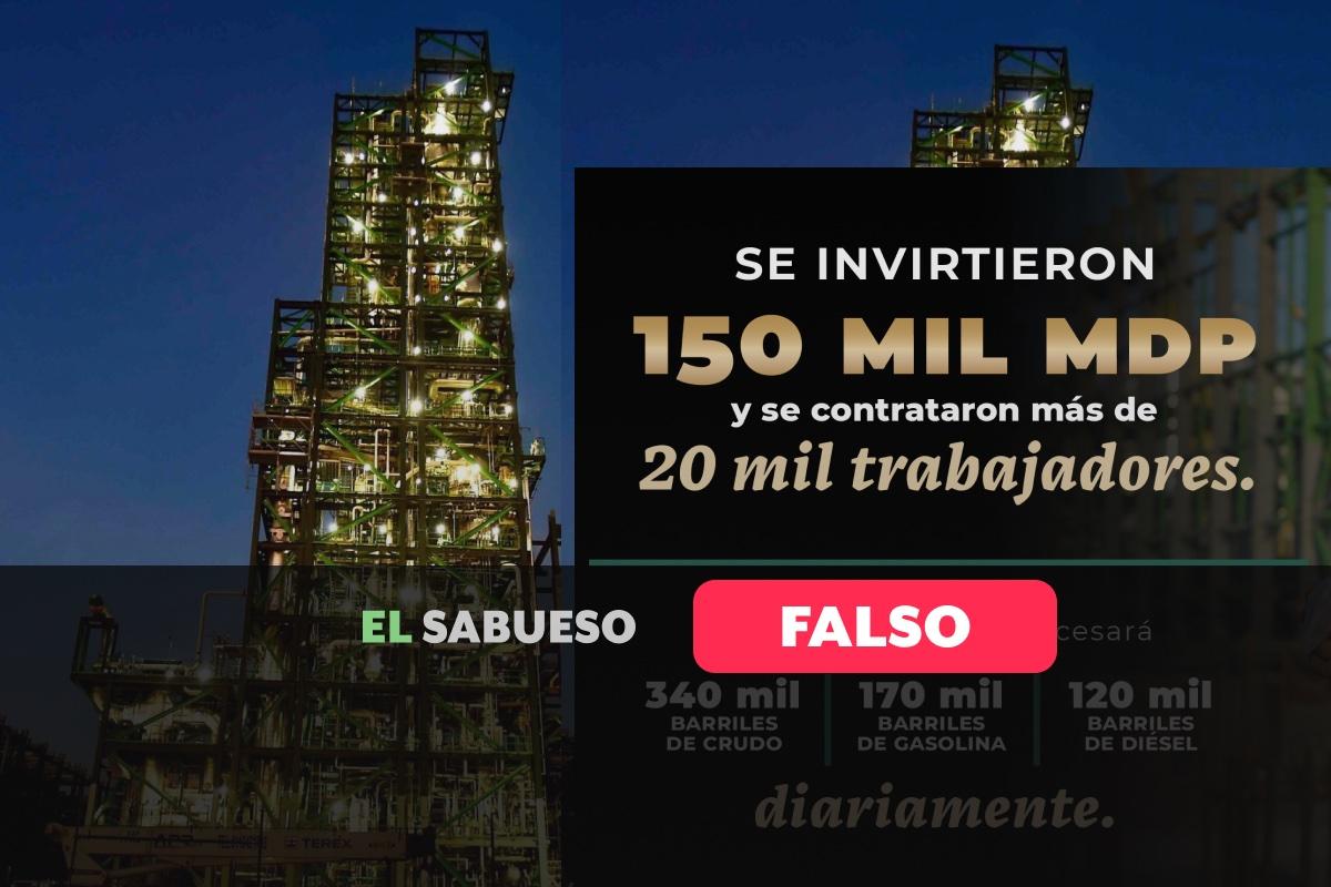 Falso que Dos Bocas costó 150 mil mdp, como afirma Gobernación; se invirtieron más de 320 mil mdp