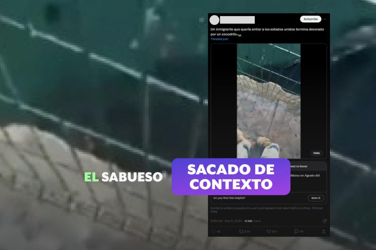 Video de persona siendo arrastrada por cocodrilo no es actual ni fue grabado en frontera con EU