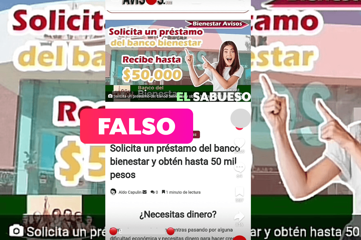 Falso que el Banco del Bienestar ofrezca créditos y préstamos, como aseguran en redes