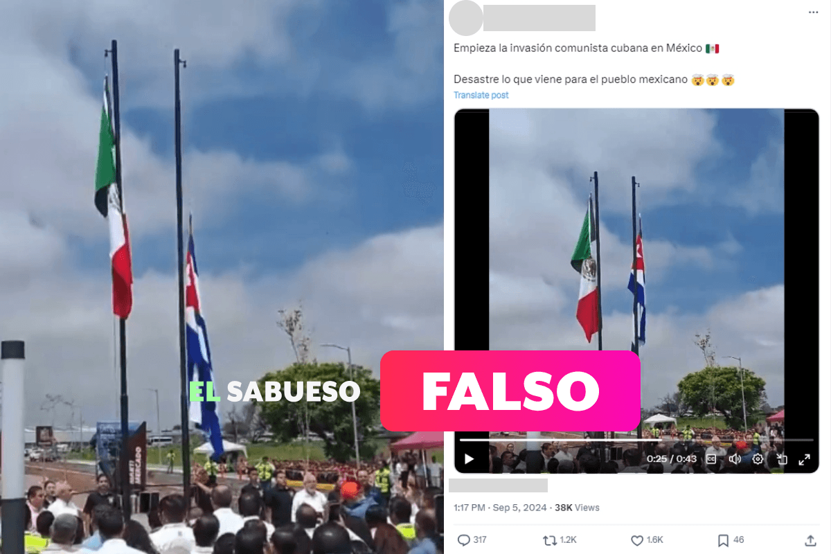 Falso que izaron la bandera de Cuba en México por una ‘invasión comunista’