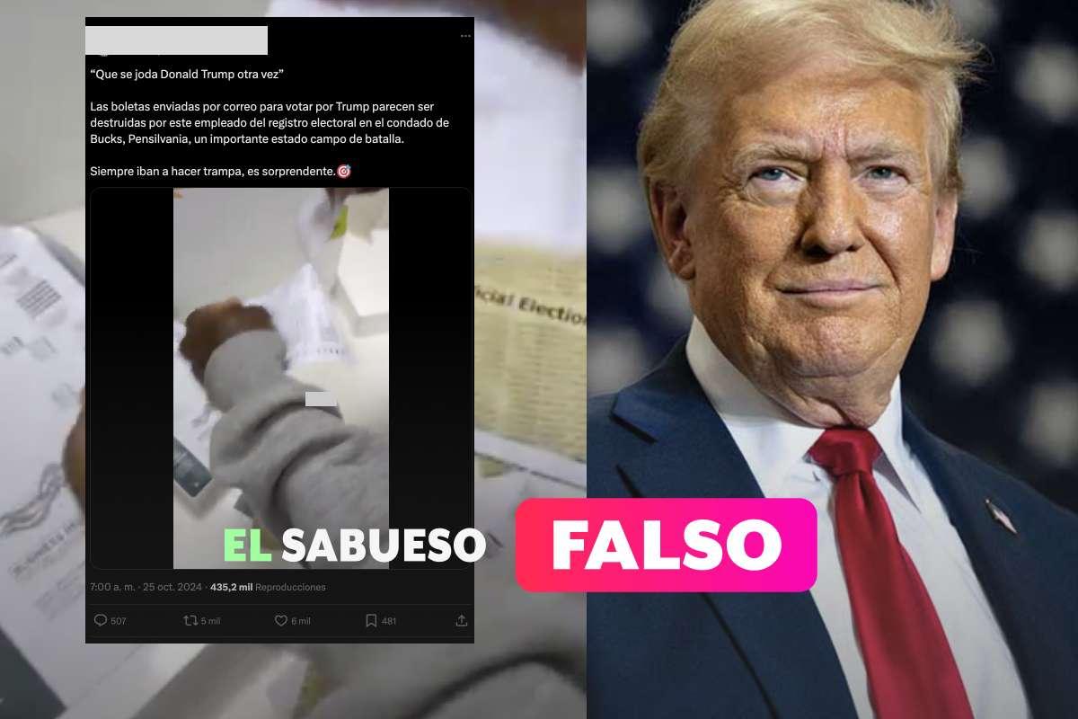 Video donde supuestamente rompen boletas a favor de Donald Trump fue creado para desinformar