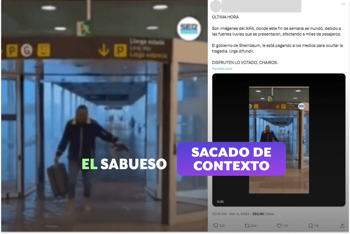 ¿Se inundó el AIFA? No, las imágenes son de un aeropuerto de Barcelona