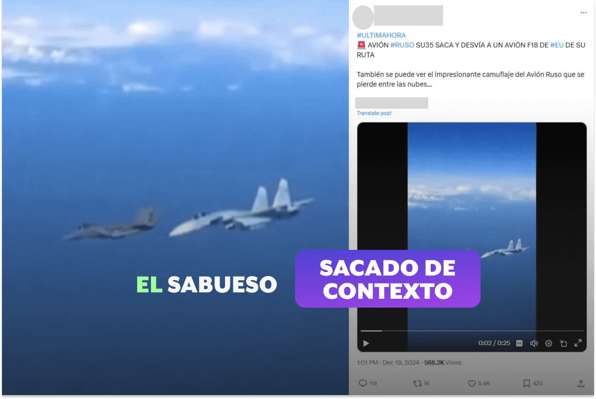 ¿Un avión ruso desvió a uno estadounidense en 2024? No, el video circula desde hace 5 años