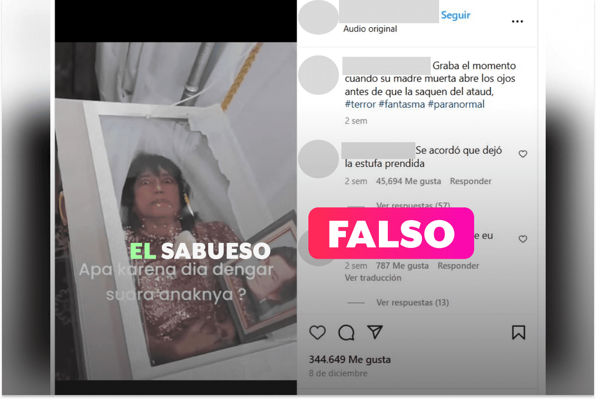 Falso que una mujer muerta abrió los ojos en su ataúd; se trata de un sketch