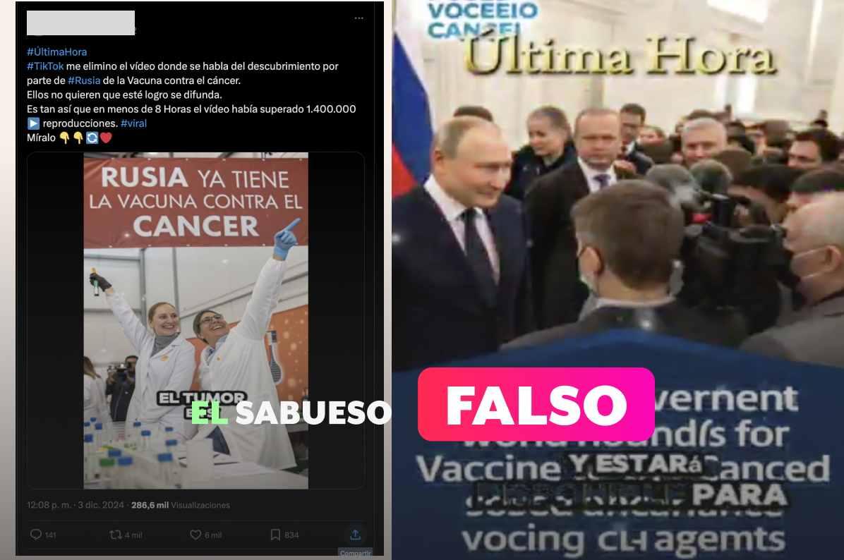 ¿Rusia tiene lista una vacuna que cura el cáncer de piel?  Falso, está en etapa de desarrollo