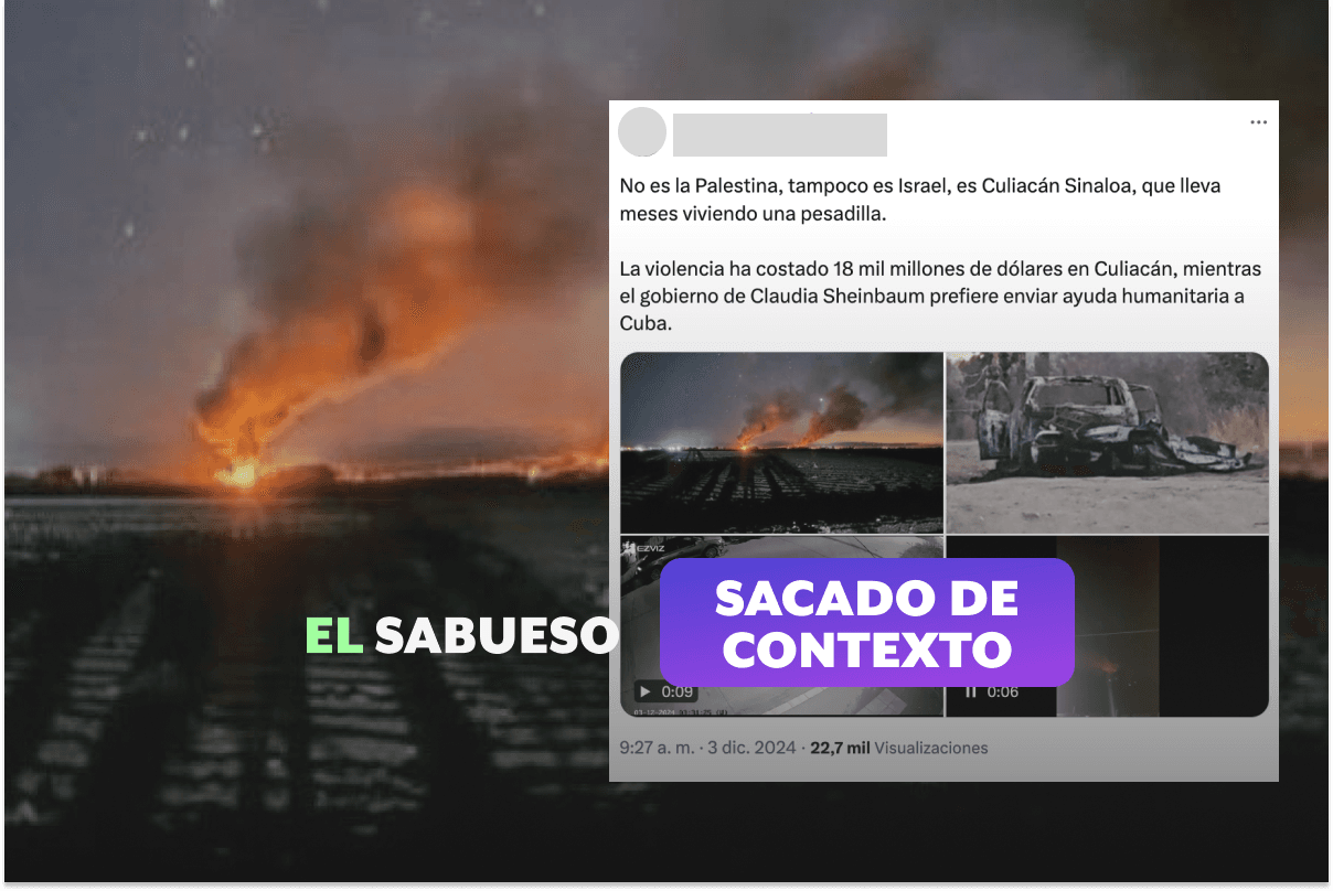 Imagen de columnas de humo no corresponde a la explosión de vehículo en Culiacán, es de bloqueos en octubre