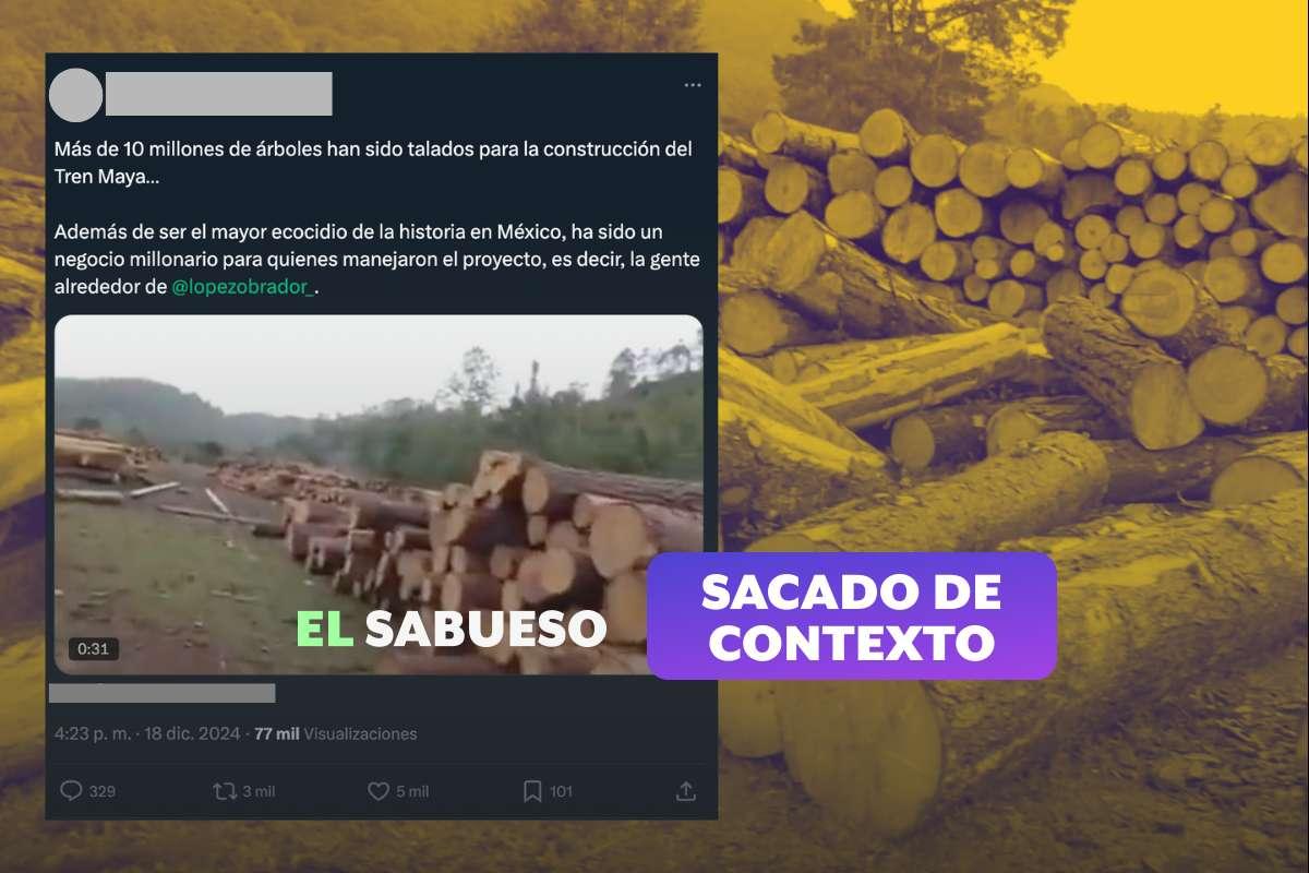 Video de árboles talados no se relaciona con el Tren Maya; es de 2019 en Comitán, Chiapas