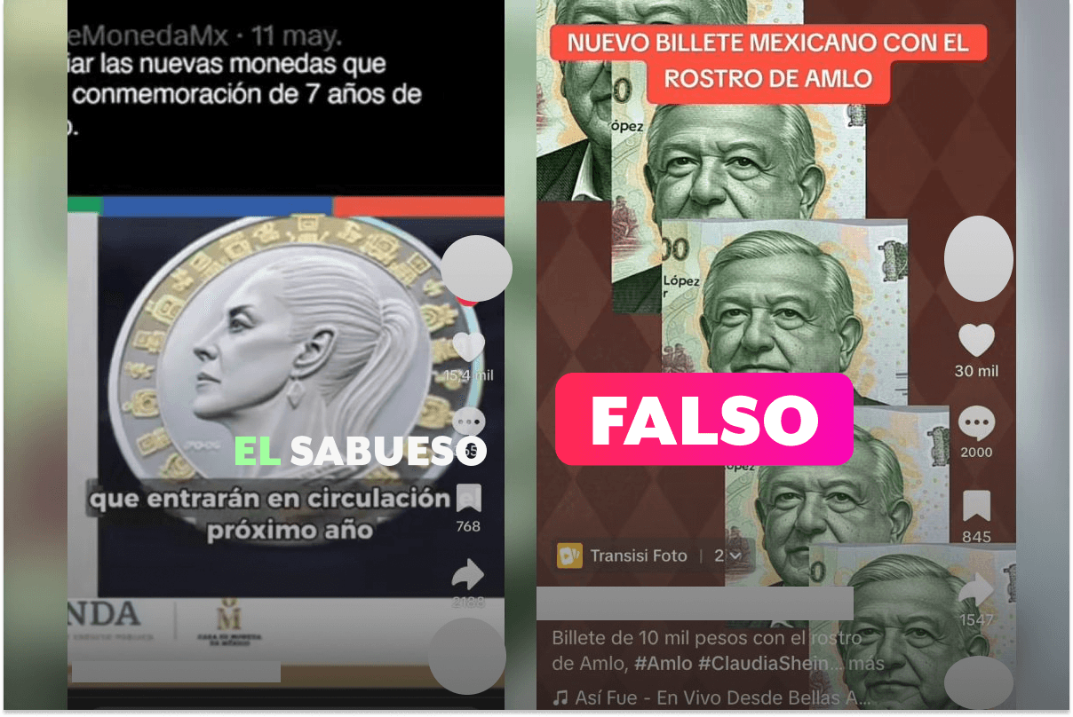 ¿Amlo-billetes y Shein-monedas? Falso, Banxico no ha anunciado nuevos diseños