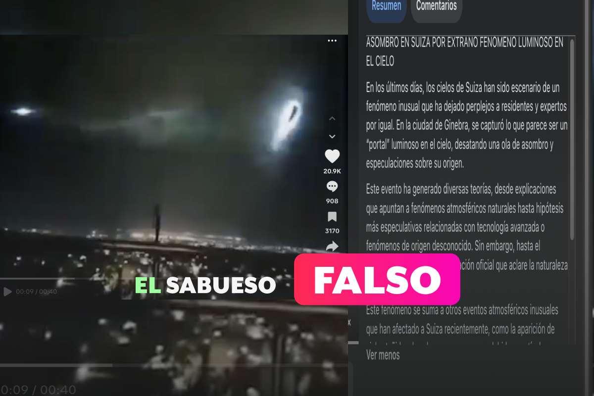 ¿Se abrió un portal en cielo de Suiza? Falso, es un video creado digitalmente