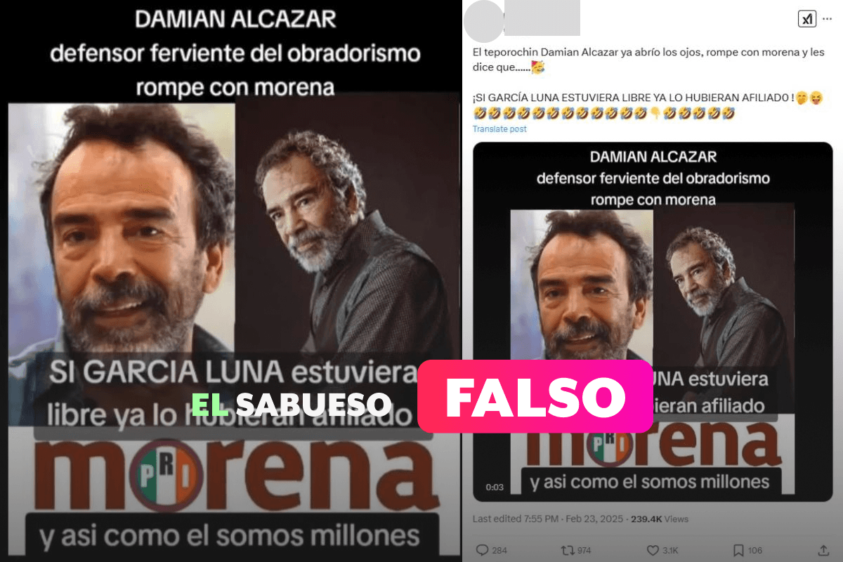 Falso que Damián Alcázar retiró su apoyo a Morena, cuentas en redes son apócrifas