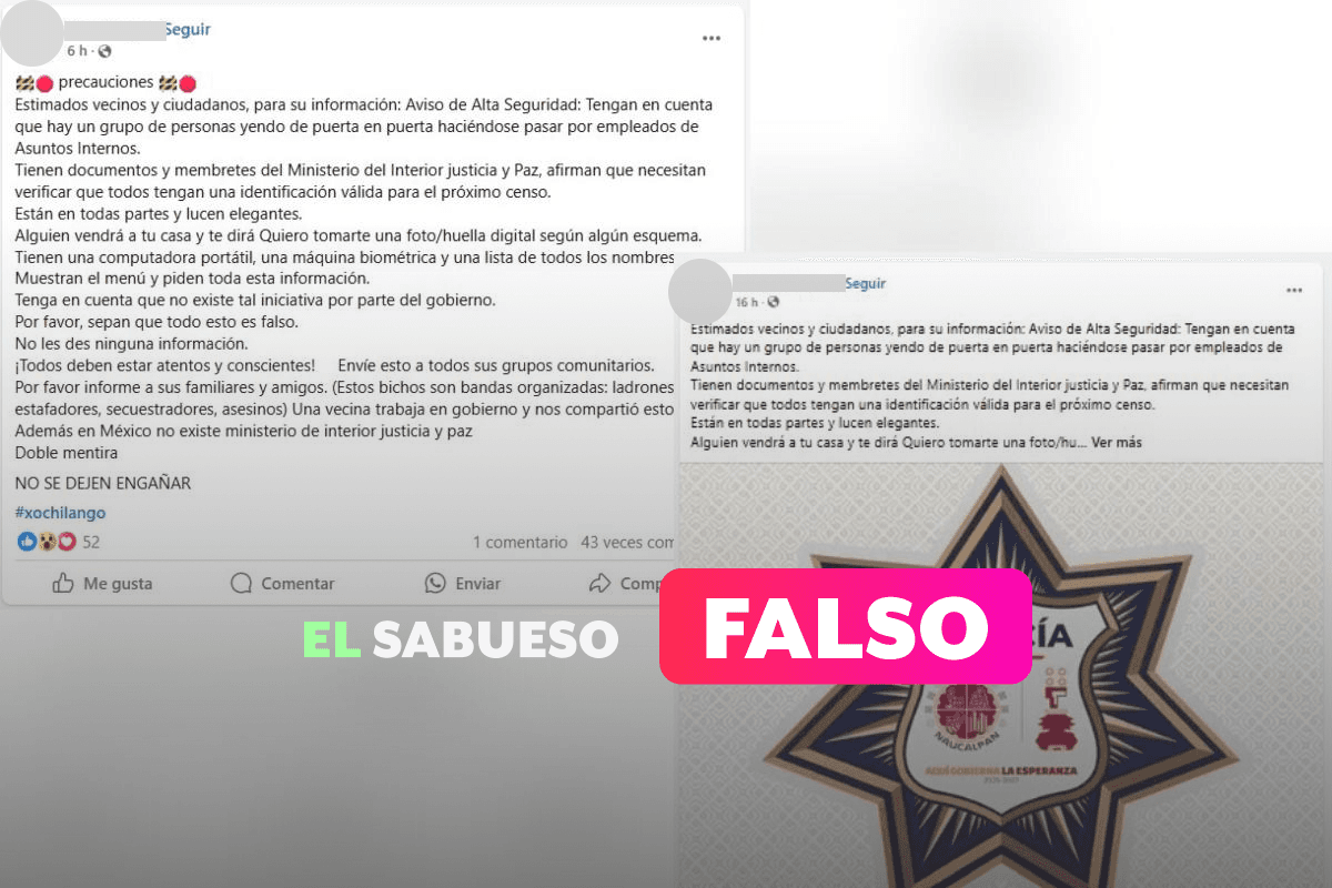 No hay una alerta por falsos funcionarios tocando en domicilios, como dice un cadena en WhatsApp