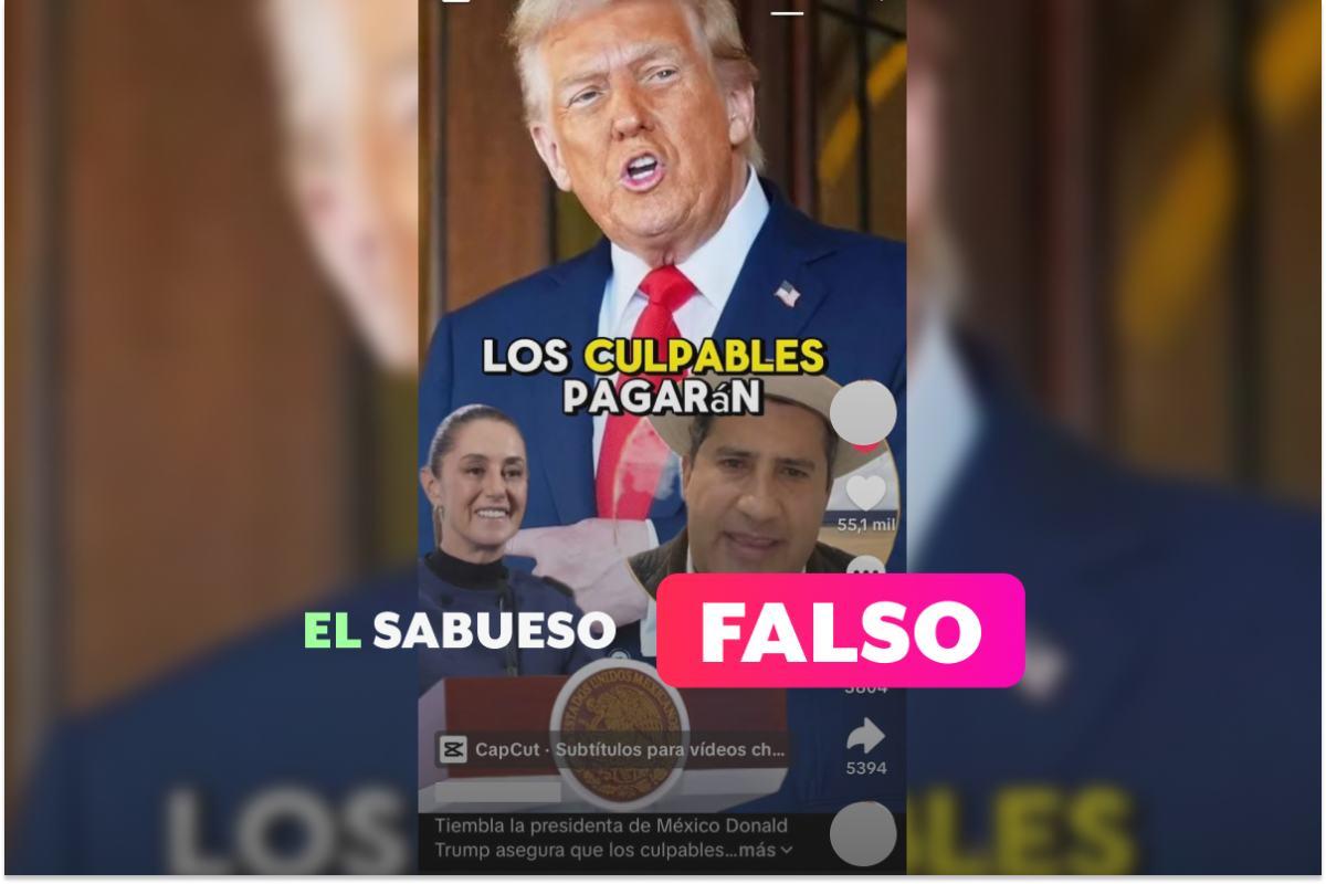 Es falso que Donald Trump se refirió al asesinato de Carlos Manzo y que arremetió contra Sheinbaum