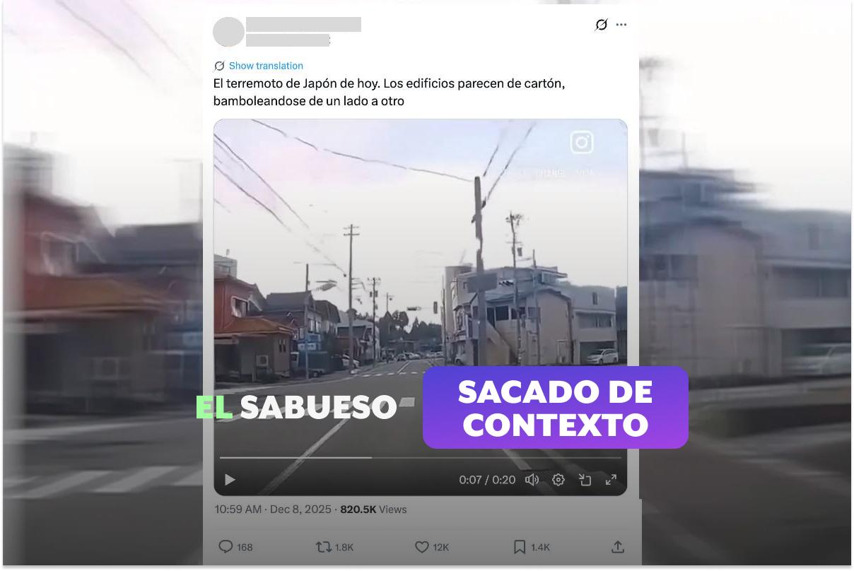 El video sí es de un sismo en Japón… pero no el de 2025, sino el de 2024