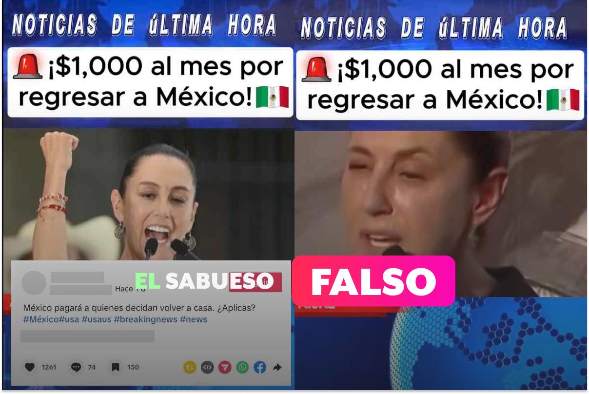 La presidenta Sheinbaum no lanzó un programa para dar 1,000 dólares al mes a migrantes que regresen a trabajar a México