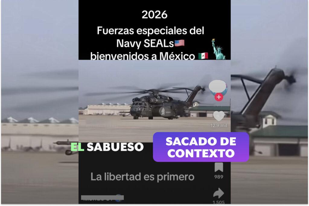Este video no corresponde a la llegada de fuerzas especiales estadounidenses Navy SEALs a México; fue grabado en 2020