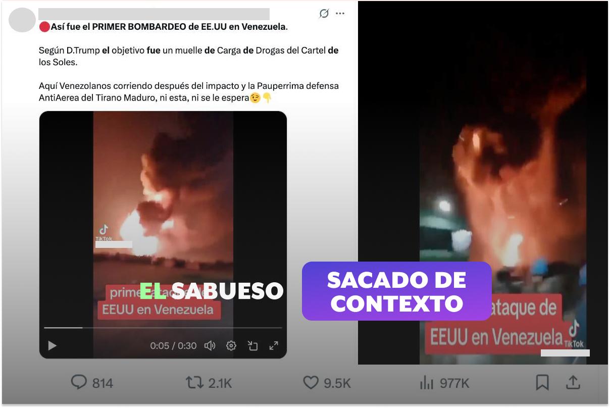 Este video no es de los bombardeos de Estados Unidos a Venezuela; corresponde a un incendio en Argentina