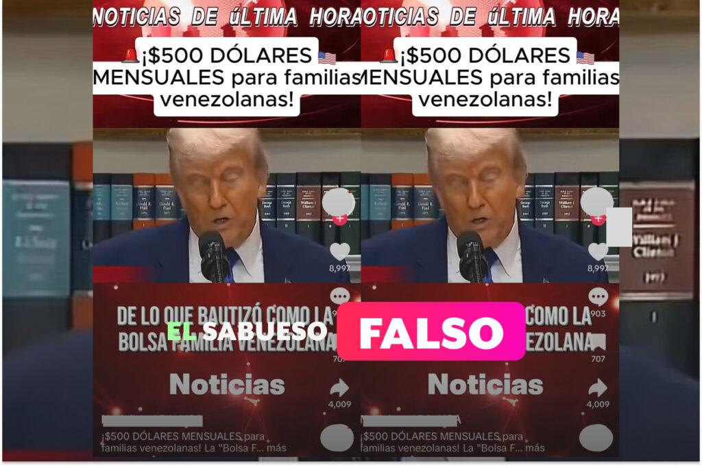 Estados Unidos no entregará 500 dólares mensuales a familias venezolanas; la supuesta ayuda social es falsa