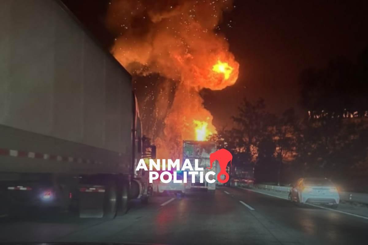 Explota pipa de gas LP en la México-Querétaro, cierran circulación en ambos sentidos