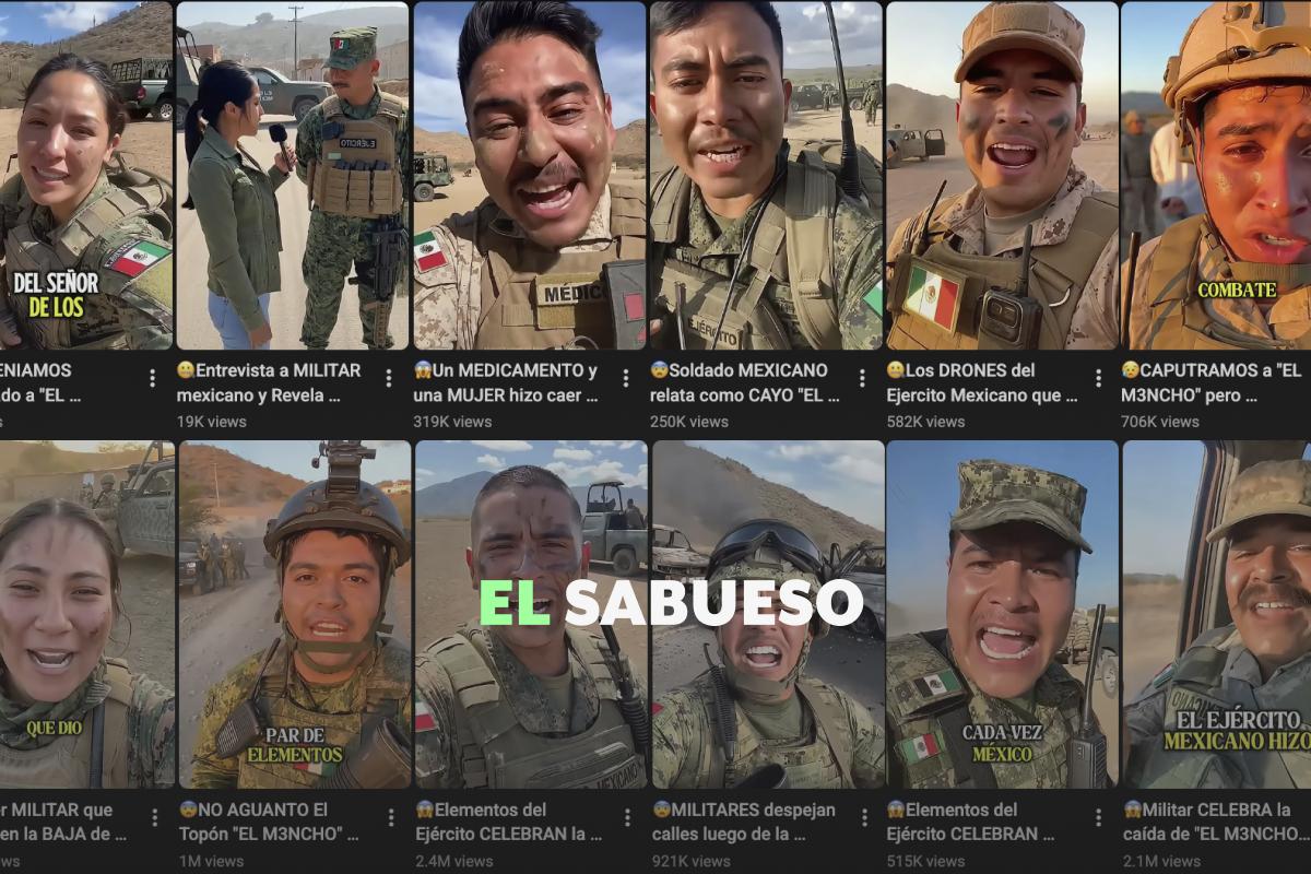 Cuentas de YouTube y TikTok promocionan videos generados con IA de militares festejando el abatimiento de “El Mencho”