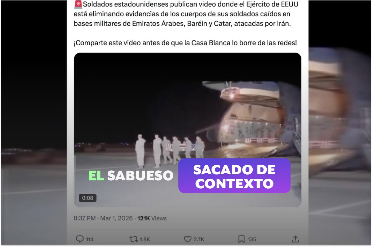 El video del traslado de cuerpos de soldados estadounidenses caídos en batalla es de 2011, no de 2026