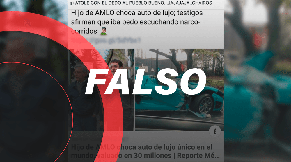 El auto de 30 millones de pesos que chocó en Reforma no es del hijo de AMLO