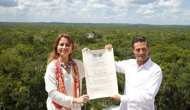 Calakmul recibe certificado de la Unesco como Patrimonio Mundial Mixto