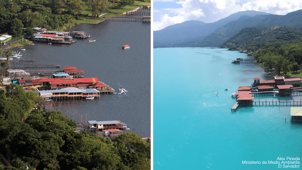 El llamativo y preocupante caso del Coatepeque, el lago de El Salvador que cambia de color