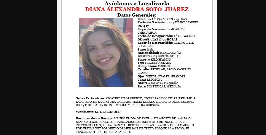 Aparece estudiante de la Autónoma de Juárez; su familia reporta que está bien