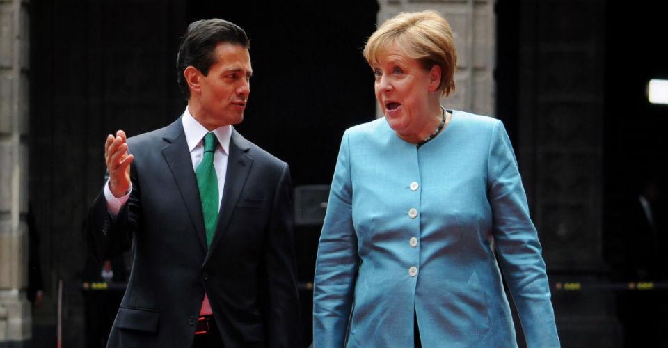 Peña Nieto recibe a la canciller alemana Angela Merkel en Palacio Nacional